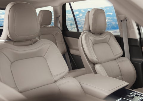 The interior of a 2024 Lincoln Aviator® SUV in the Sandstone interior color | Parks Lincoln of Tampa in Tampa FL