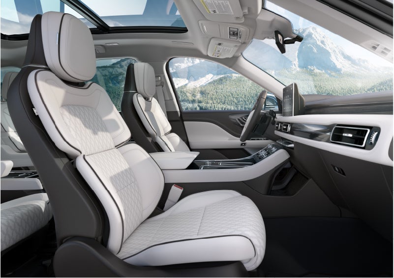 The interior of a Lincoln Aviator® Black Label model is shown in the Chalet theme | Parks Lincoln of Tampa in Tampa FL