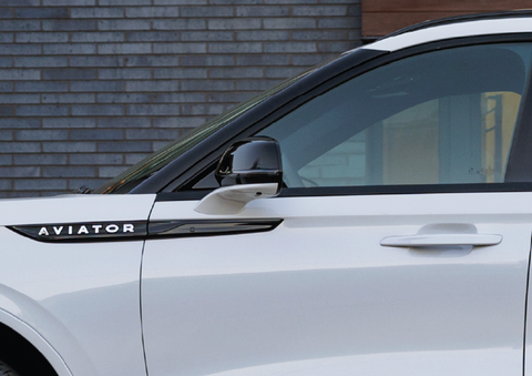 The driver’s door of a white 2025 Lincoln Aviator® SUV is showcased. | Parks Lincoln of Tampa in Tampa FL