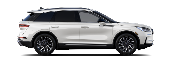 The passenger side of a Lincoln Corsair® SUV is shown in Pristine White. | Parks Lincoln of Tampa in Tampa FL