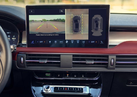 The large 13.2” SYNC® 4 center display featuring 360-Degree Camera of a 2026 Lincoln Corsair® SUV is shown.| Parks Lincoln of Tampa in Tampa FL